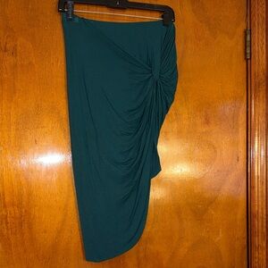 Charlotte Russe Teal Asymmetrical Knot-Detail Midi Skirt